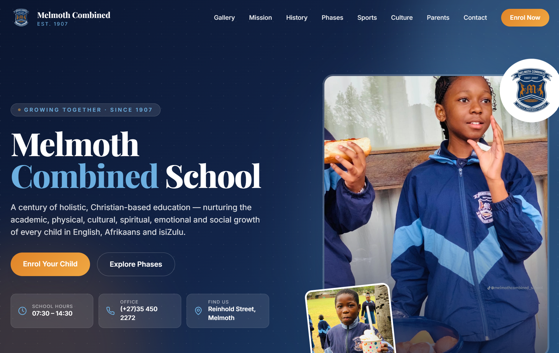Melmoth Combined School website preview